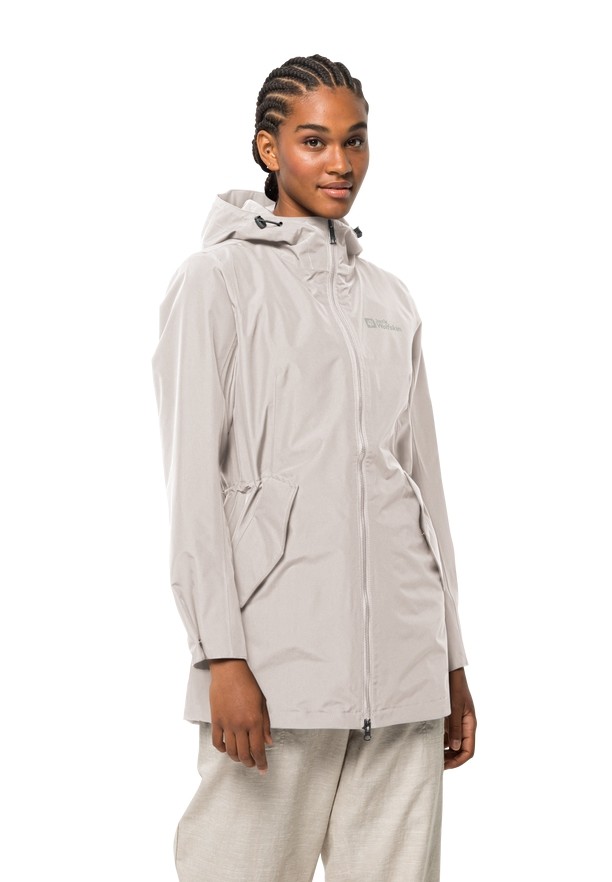 White Jack Wolfskin Dakar Women Rain Coats | 80683049