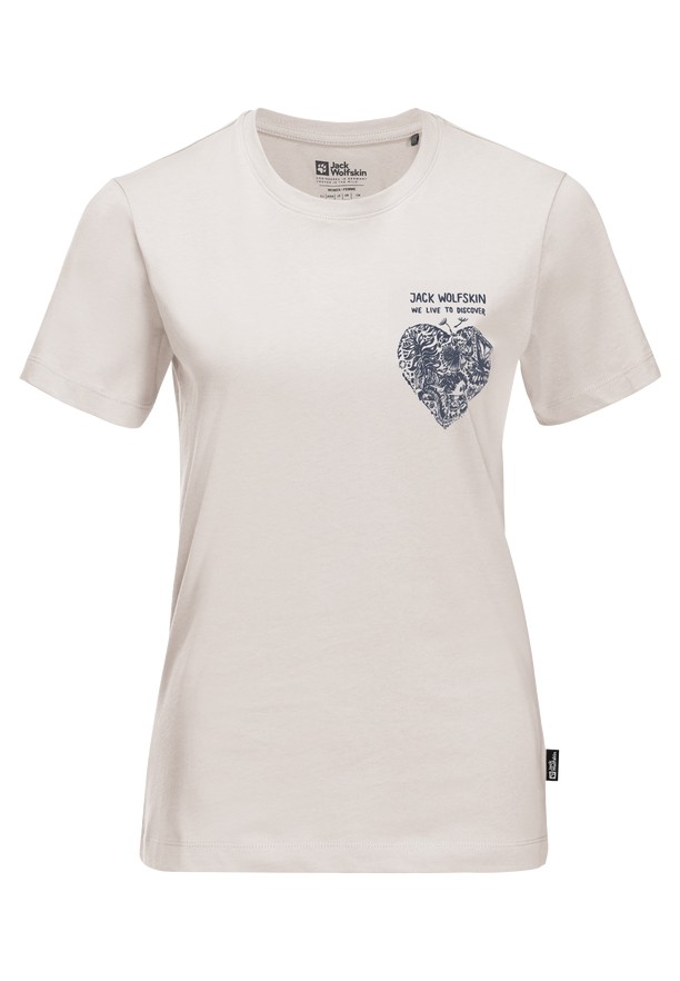 White Jack Wolfskin Discover Heart Women T Shirts | 80128165