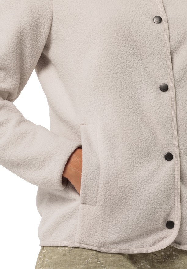 White Jack Wolfskin Light Curl Women Fleece Jackets | 97041650