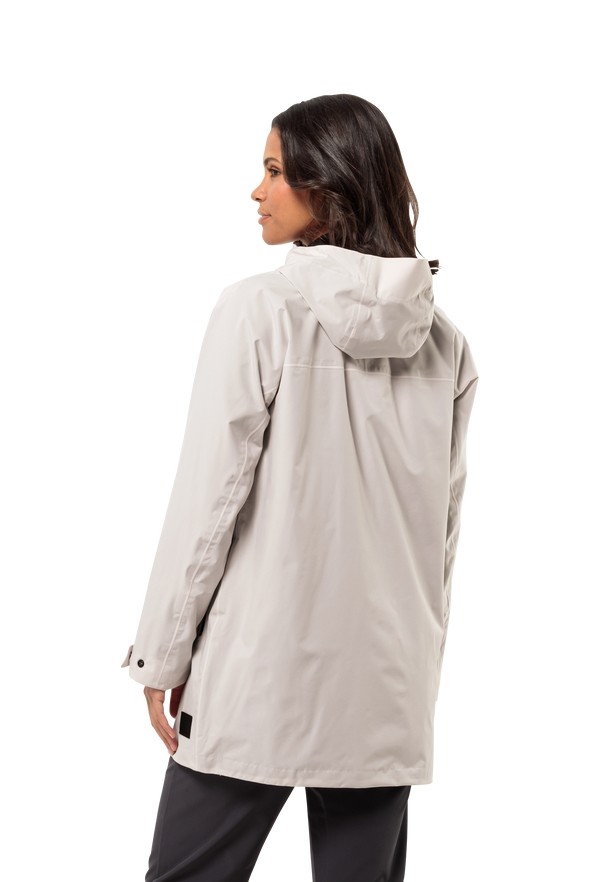 White Jack Wolfskin Mainkai Long Women Rain Jackets | 11787784