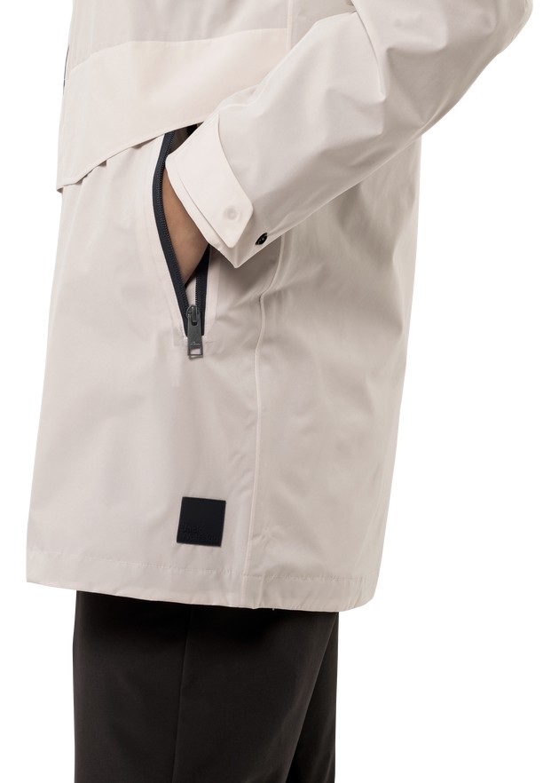 White Jack Wolfskin Mainkai Long Women Rain Jackets | 11787784