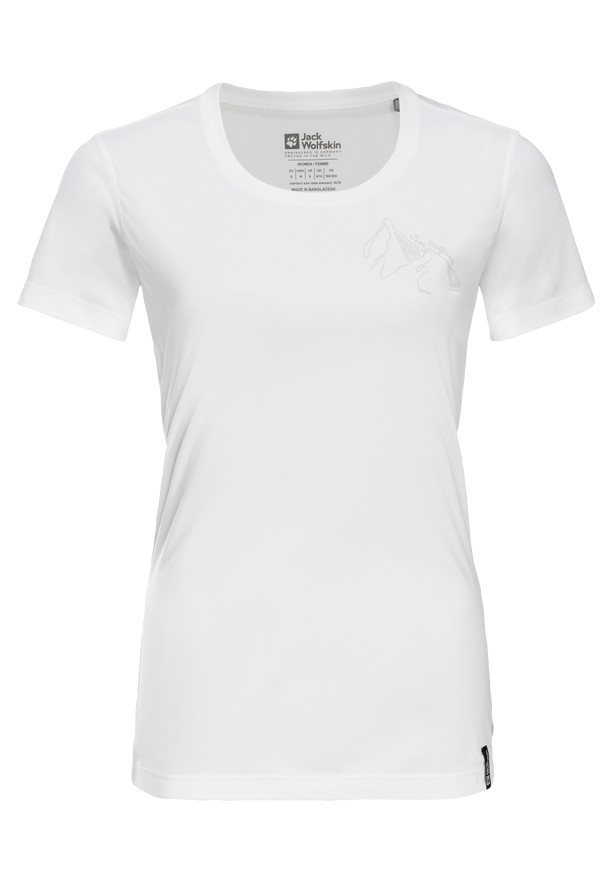 White Jack Wolfskin Peak Graphic Women T Shirts | 66659742