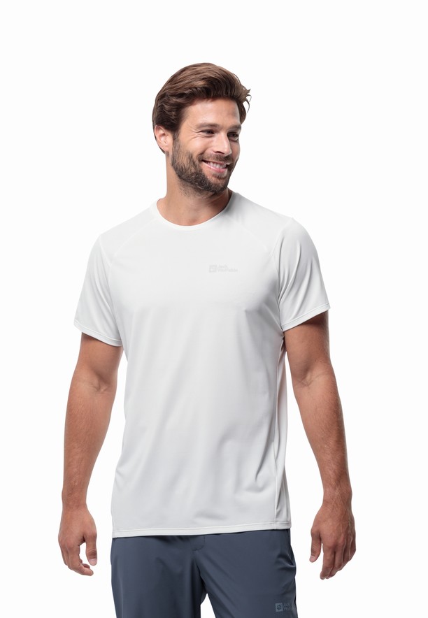White Jack Wolfskin Prelightrail Men T Shirts | 95981739