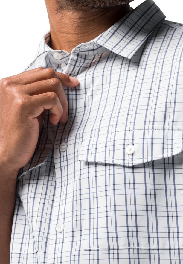 White Jack Wolfskin Thompson Men Shirts | 73597137