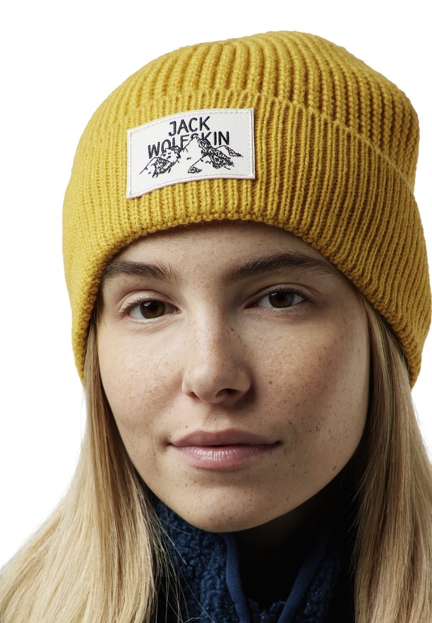 Yellow Jack Wolfskin Badge Men Beanie | 49973042