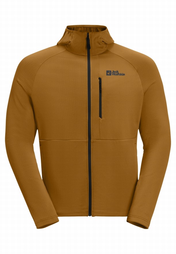 Yellow Jack Wolfskin Kolbenberg Hooded Fz Men Fleece Jackets | 90019652