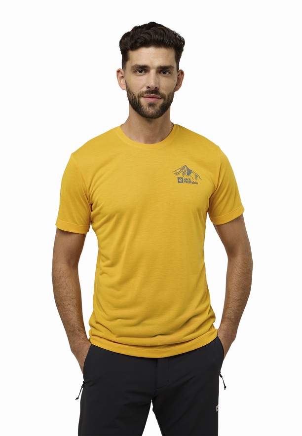 Yellow Jack Wolfskin Vonnan Graphic Men T Shirts | 28976066