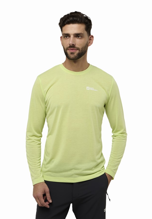 Yellow Jack Wolfskin Vonnan Ls Men T Shirts | 48384413